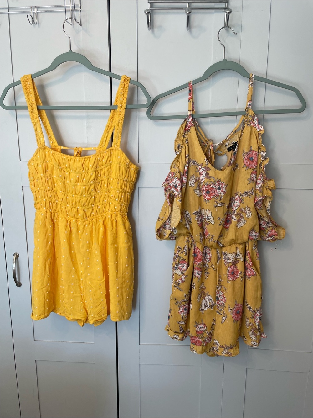 Urban Outfitters Yellow Smocked & Textured Romper Duo